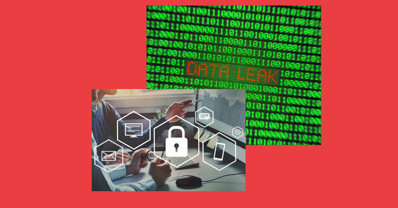 コンピュータのプログラムとdata leakの文字が画面に表示されているイメージ